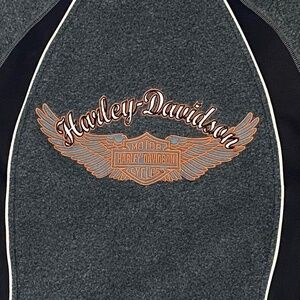 Harley Davidson Jacket S Gray Embroidered Fitted Hooded Fleece Biker